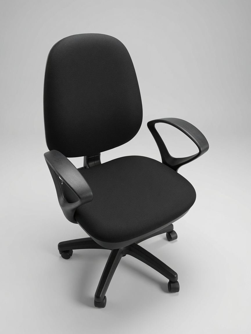 Chaise de bureau noire à roulettes avec accoudoirs